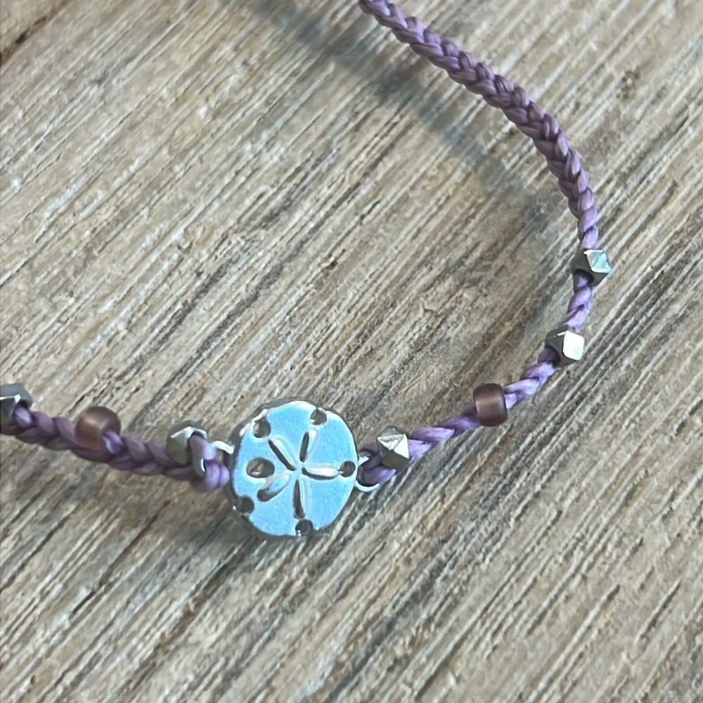 Pura Vida Bracelet Bundle Purple Silver Sand Dollar Shell Sun Beach Rare Woven - Picture 6 of 8